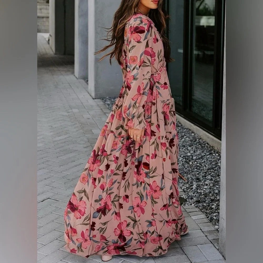 Floral Long Sleeve Maxi Dress, Size M - Picture 11 of 11